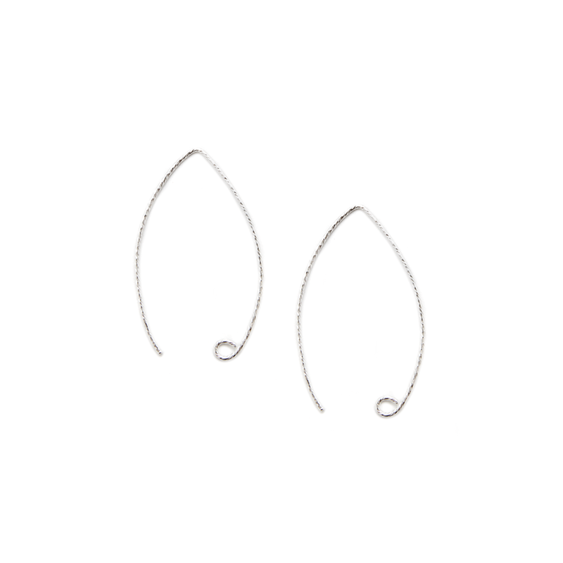 Sterling Silver Marquise Earwire - Diamond-Cut - 1 Pair