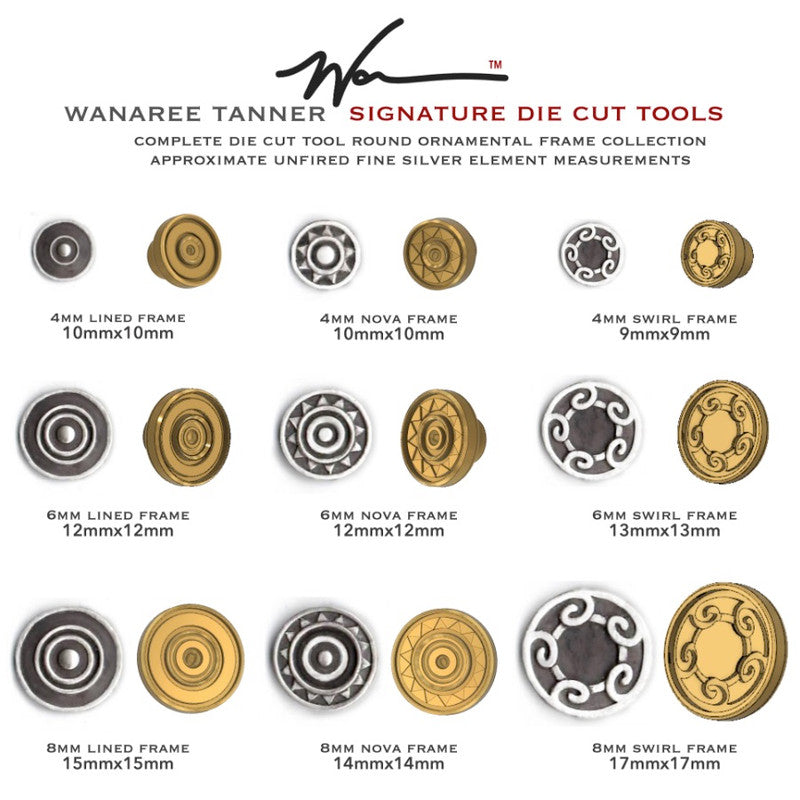 All die cut tool heads included in complete frame set.