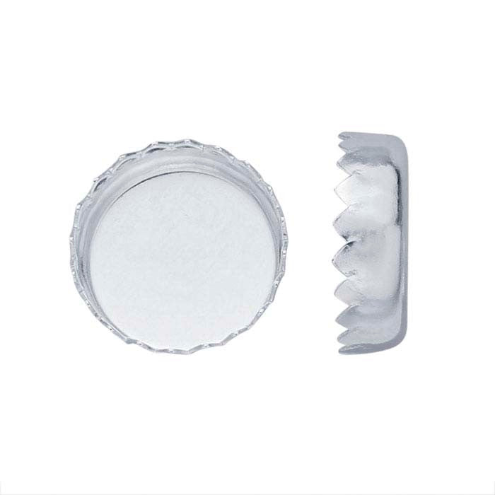 Bezel Cup Serrated Round - Fine Silver - 8mm
