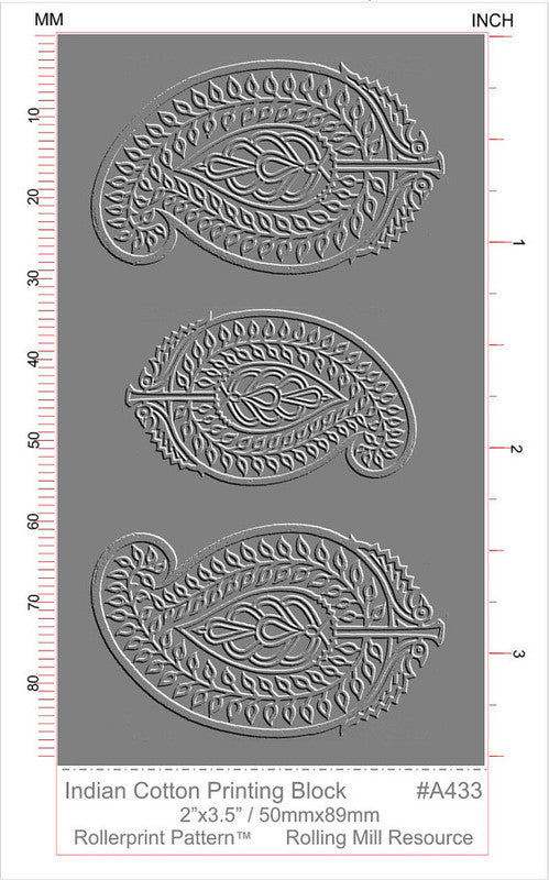 RMR Laser Texture Paper - Indian Cotton Printing Block - 50 x 89mm