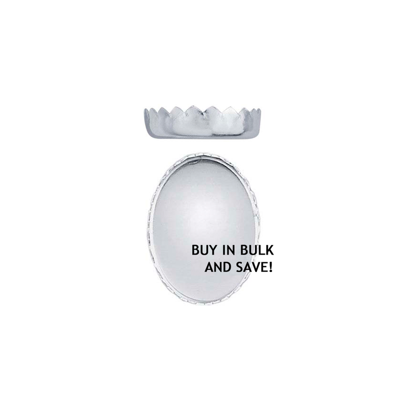 Bezel Cup Serrated Oval - Fine Silver - 14x10mm