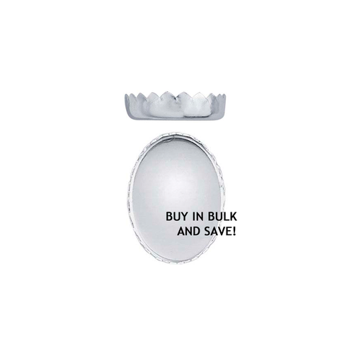 Bezel Cup Serrated Oval - Fine Silver - 14x10mm