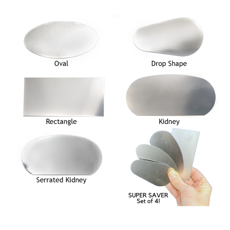 Flexible steel clay scraper ideal for metal clay, polymer clay, and ceramic clays
