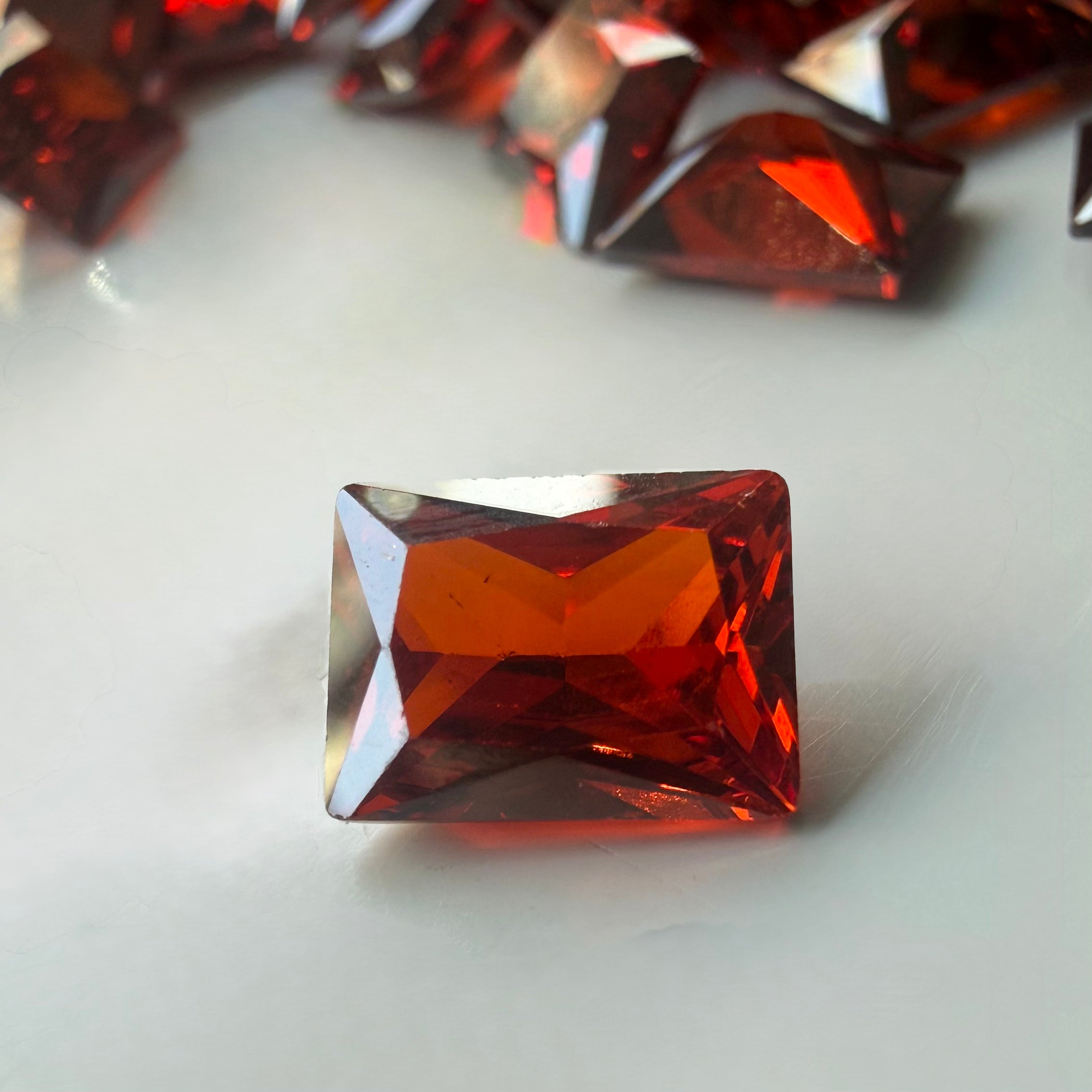 Lab Created Gemstone - Garnet Baguette