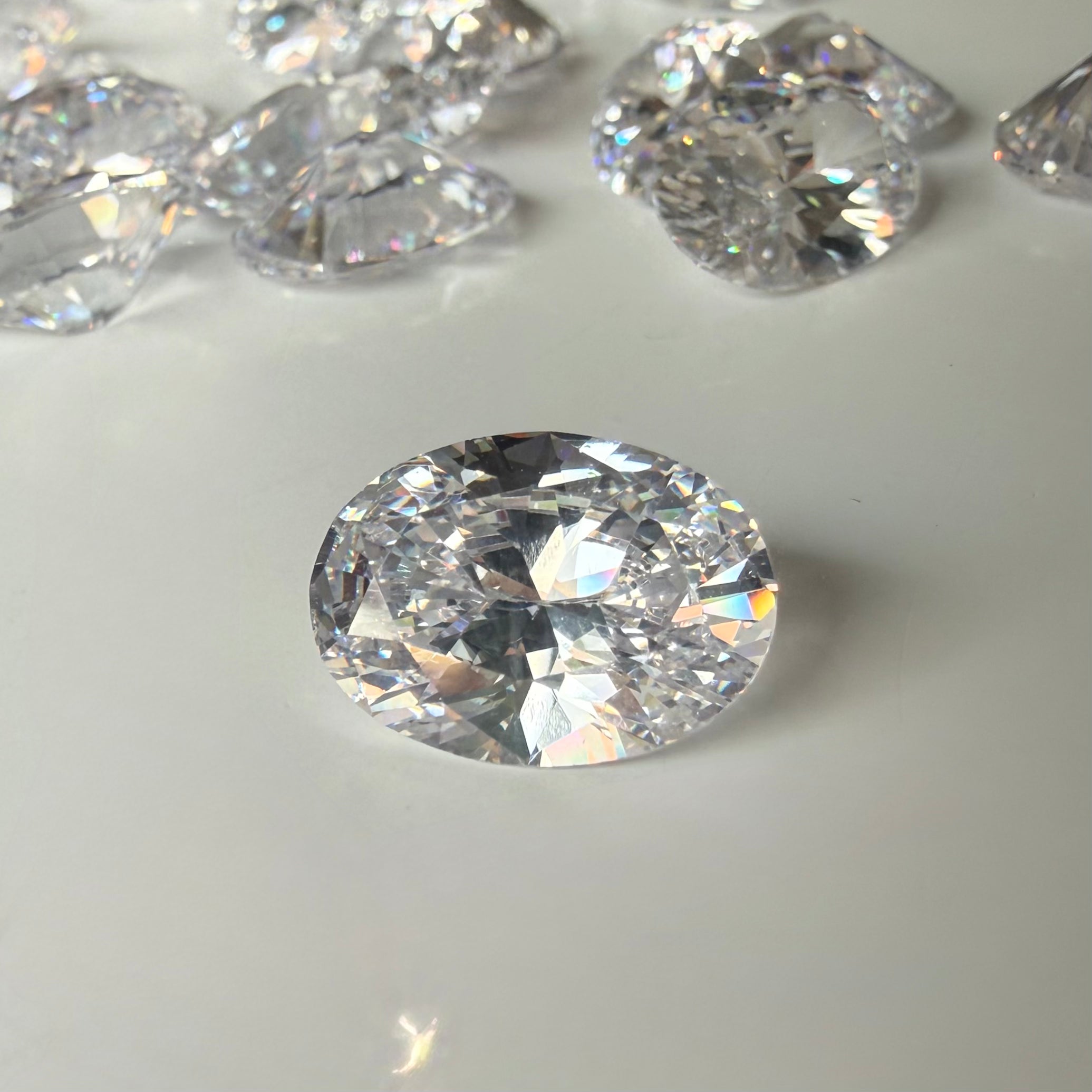 Cz White Oval