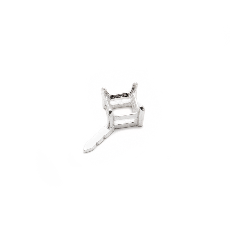 Fine Silver Prong Setting - Square 5mm - With Side Post