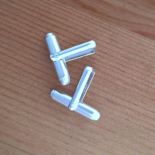 Sterling Silver Assembled Cufflink Fitting - Round Bar with 'U' Arm