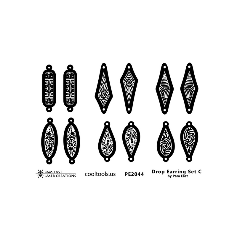 Pam East Template & Texture Mat Set - Drop Earrings Set C - 264-PE2044
