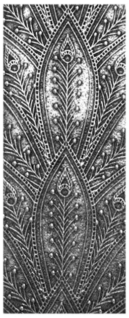 Peacock Party example in silver clay.