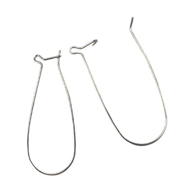 Kidney Shaped Hook Earrings - Sterling Silver - 17 x 3mm 102-K-0998
