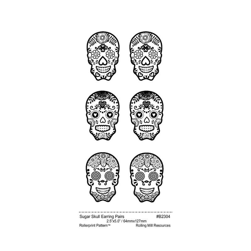 RMR Laser Texture Paper - Sugar Skull Earring Pairs - 64 x 127mm  - 137-B2304
