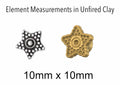 Wanaree Tanner Die Cut Tool Head - Small Granular Star - size in unfired clay