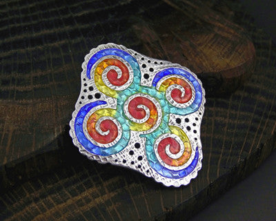 Silver & enamel 'Spiralus' by Joy Funnell - 102-R0405