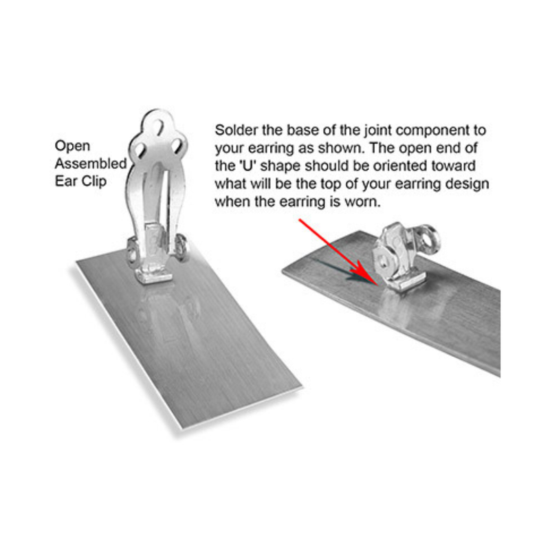 Sterling Silver Ear Clip Flat Stamped Medium Unassembled