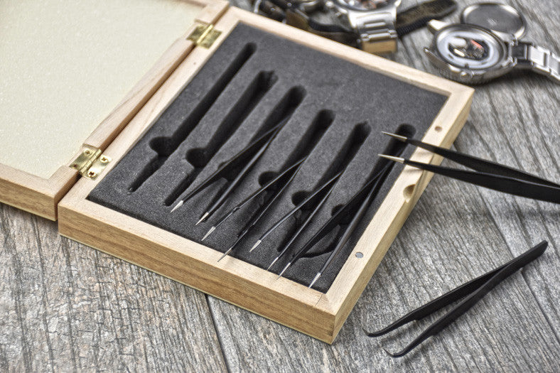 Stainless Steel Tweezer Set - Black Oxidised (Non-Magnetic) - 6pc