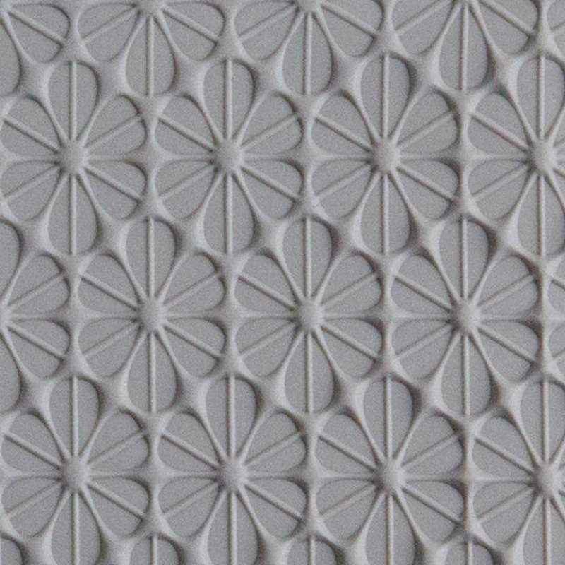 Texture Tile - Retro Daisies, how it looks with metal clay- 103-TTL-1006