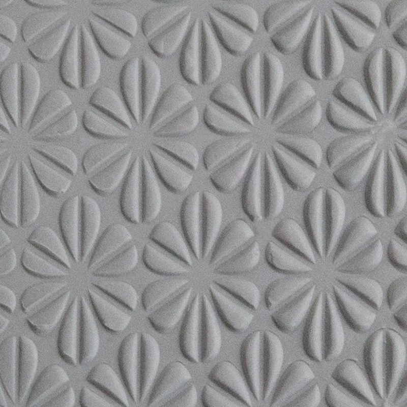 Texture Tile - Retro Daisies Embossed, how it looks with metal clay- 103-TTL-1007