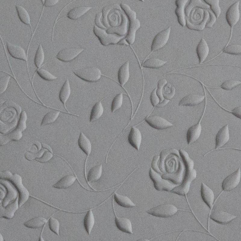 Texture Tile - Roses & Vines Embossed, how it will look with metal clay - 103-TTL-1017